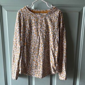 Floral Long Sleeve Kids Top - Yellow & White